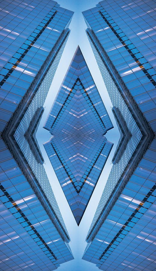 Blue Building Dusk_N81V1 Composite Photograph by Raymond Kunst