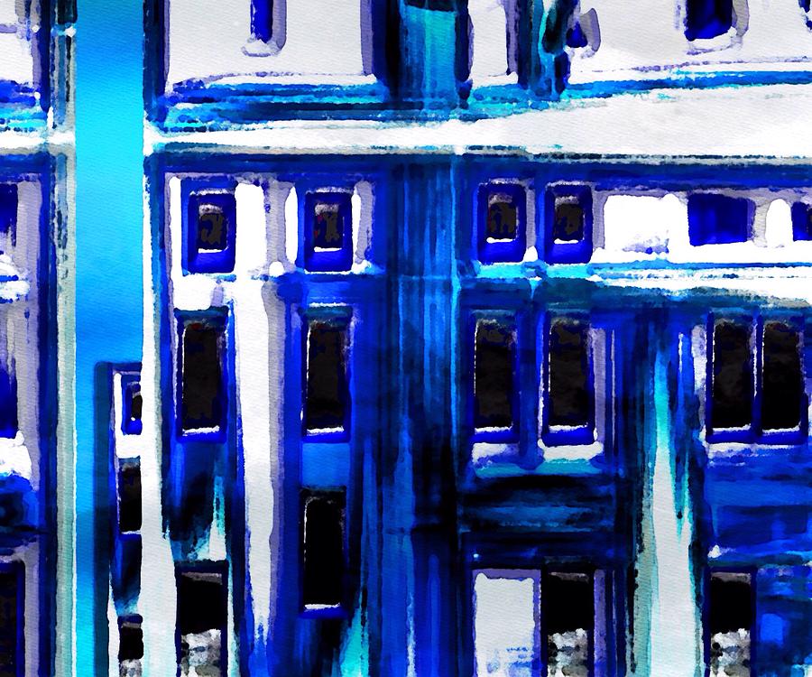 Blue Buildings Painting by Mark Taylor