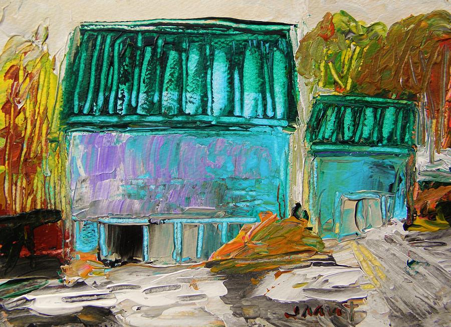 Blue Buildings Together-Musing Painting by John Williams