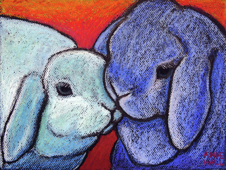 Blue Bunnylove Painting by Ande Hall