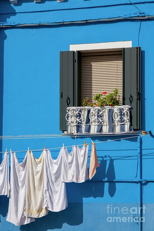 Blue Burano Frontage with Window Photograph by Heiko Koehrer-Wagner