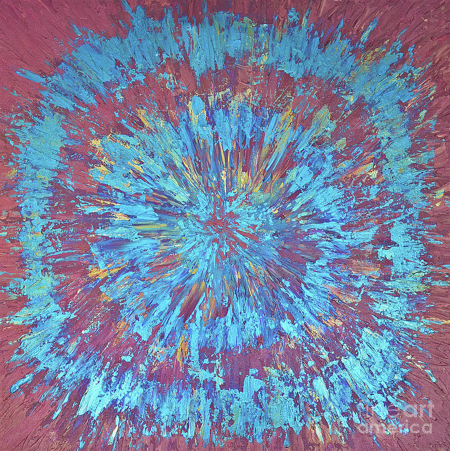 Blue Sunburst Abstract Painting