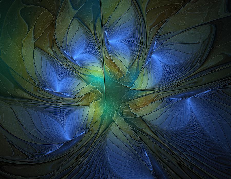 Abstract Digital Art - Blue Butterflies by Amanda Moore