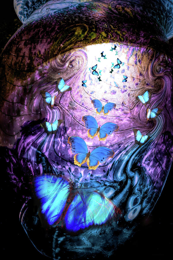 Blue Butterflies Digital Art by Lisa Yount