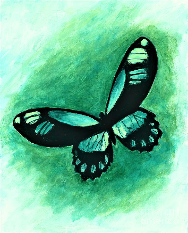 Blue Butterfly  Painting by Allison Constantino