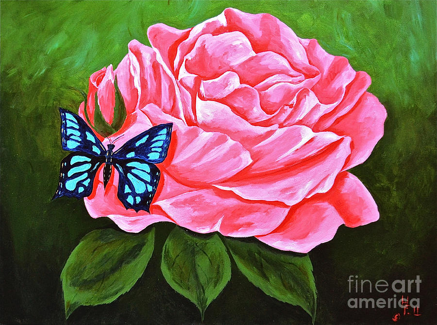 Blue Butterfly Painting by Herschel Fall