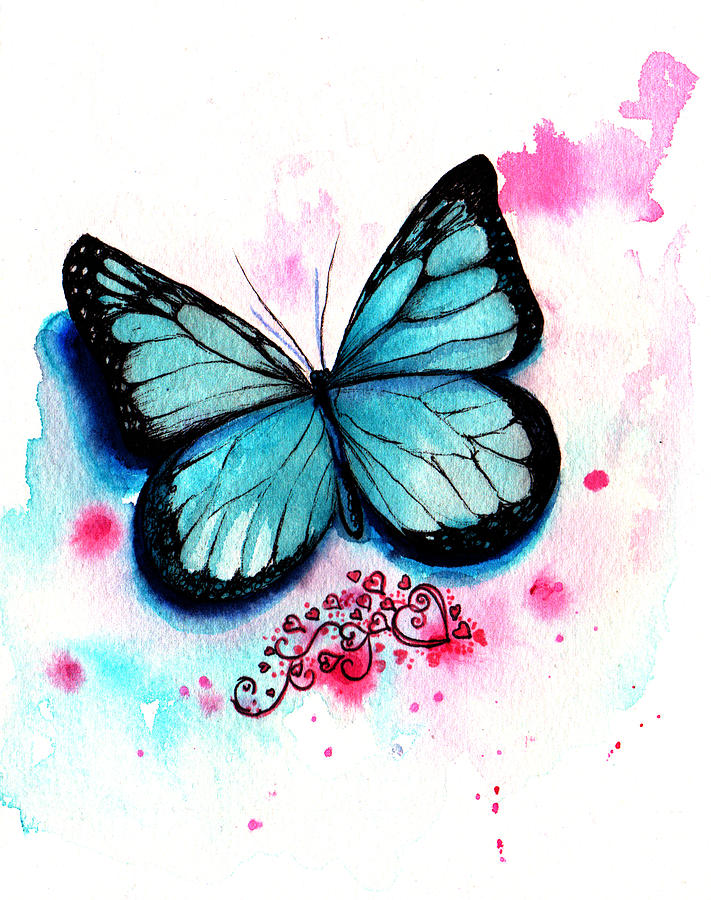 Blue Butterfly Painting by Isabel Salvador