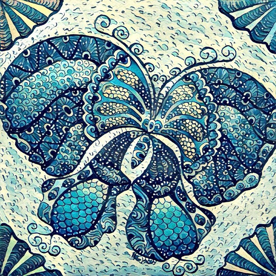 Blue butterfly Painting by Megan Walsh