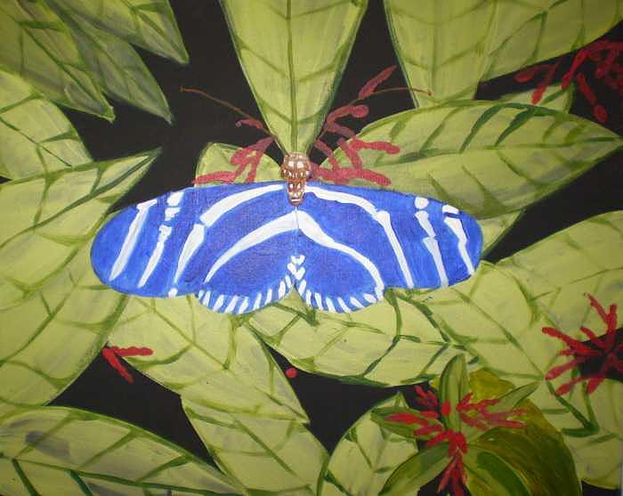 Bugs Painting - Blue Butterfly original by Christine Ward Bugs Painting - Blue Butterfly original by Christine Ward