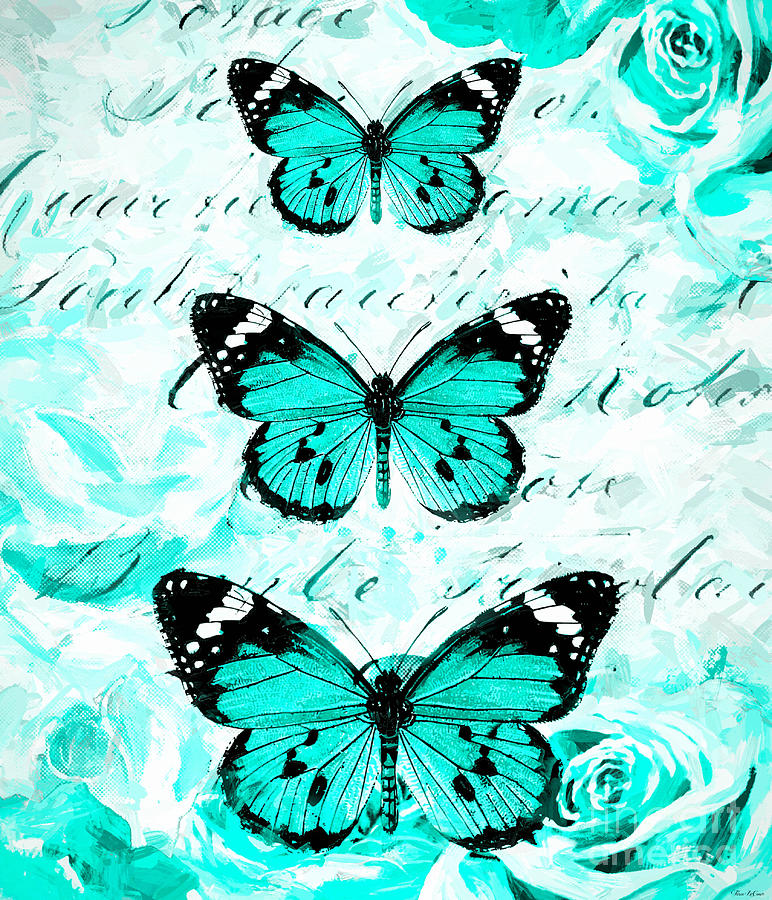 Blue Butterfly Print Painting by Tina LeCour