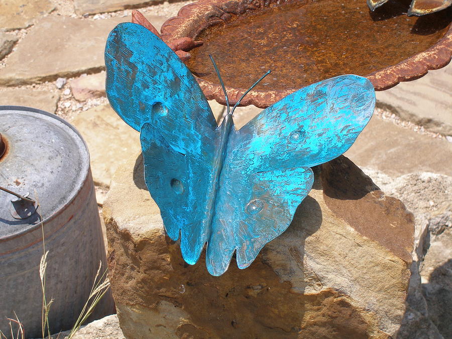 Blue Butterfly Painting by Rick Hewitt