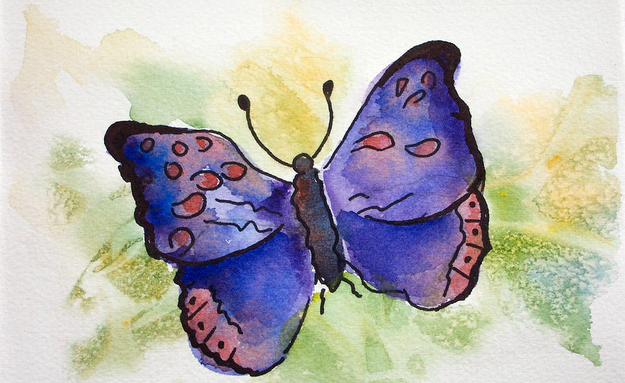 Butterfly Painting - Blue Butterfly by Ruth Bevan