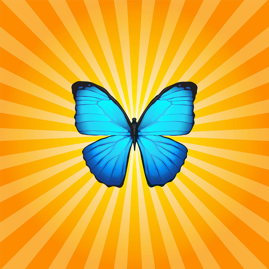 Blue Butterfly Sun Digital Art by Ginny Gaura