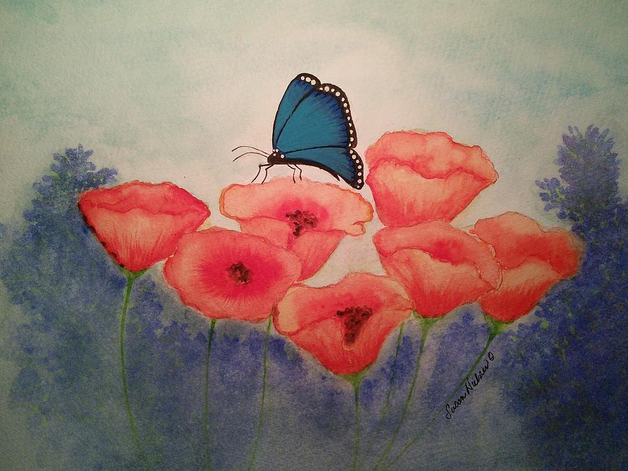 Blue Butterfly Painting by Susan Nielsen