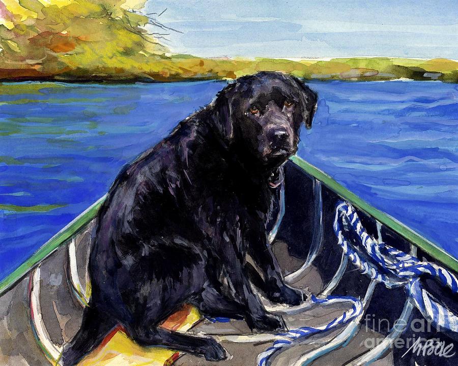 Dog Painting - Blue Canoe by Molly Poole