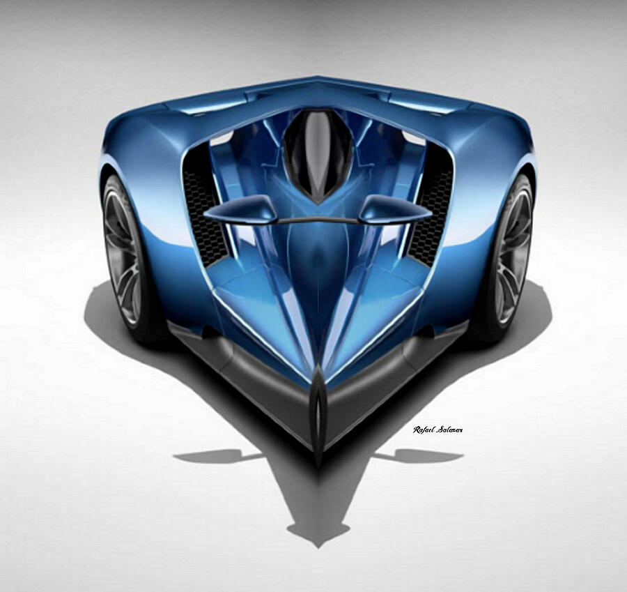 Blue Car 002 Digital Art by Rafael Salazar