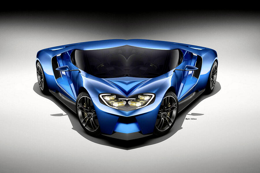 Blue Car 003 Digital Art by Rafael Salazar