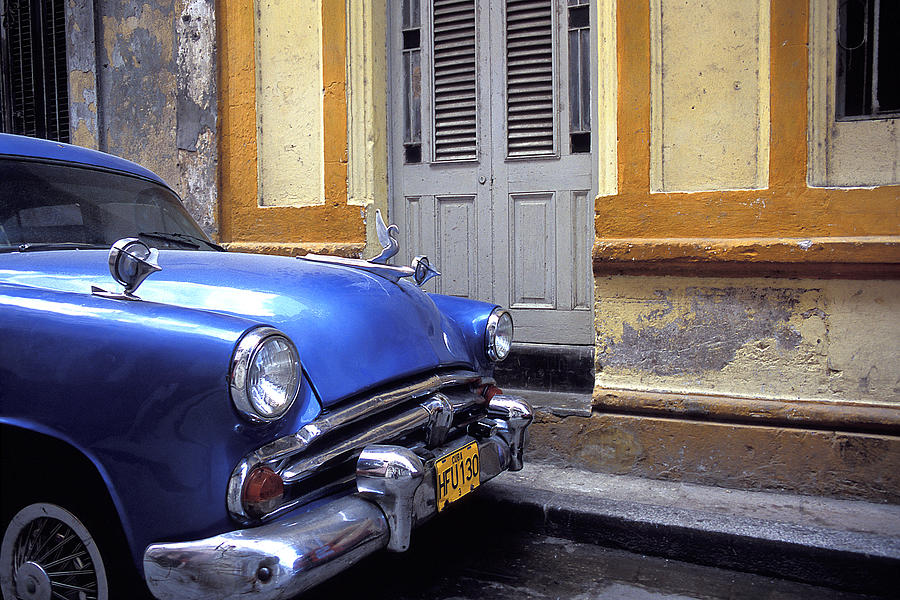 Cuba Photograph - Blue Car by Marcus Best