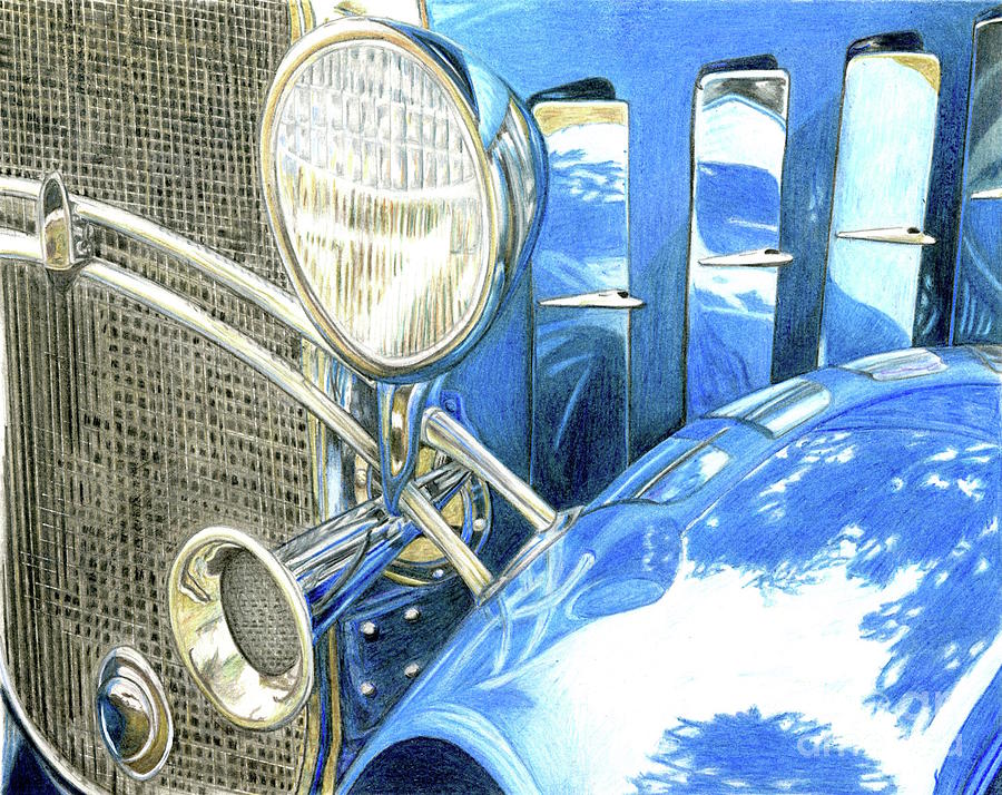 Transportation Drawing - Blue Car by Tammie Painter