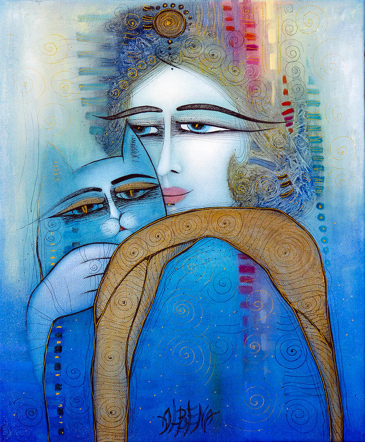 Albena Painting - Blue Cat by Albena Vatcheva