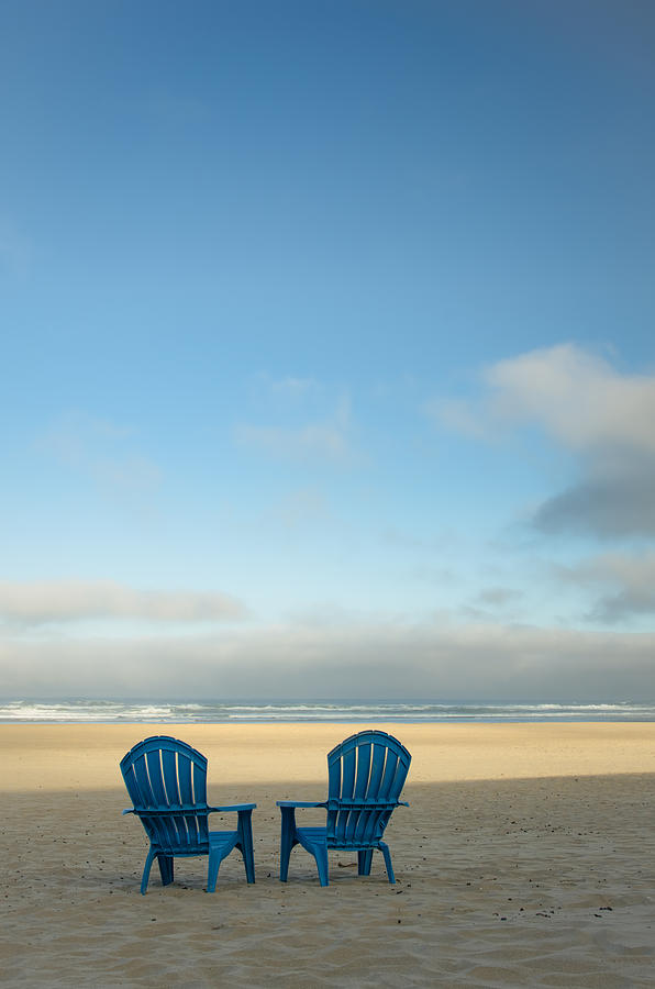 Blue Chairs on the Beach Photograph by Don Schwartz