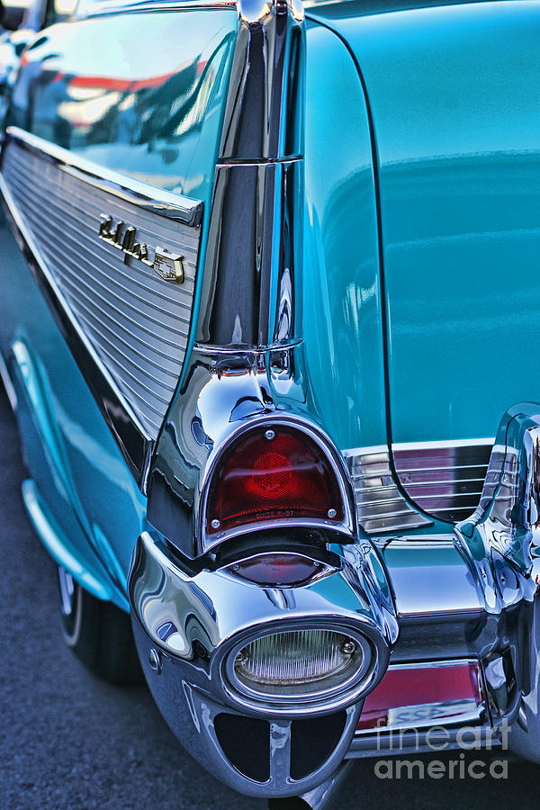 Car Photograph - Blue Chevy Belair Tail Light by Randy Harris