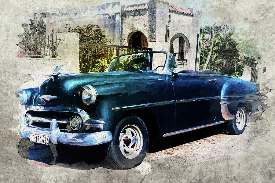 Blue Chevy in Cuba Photograph by Thomas Leparskas
