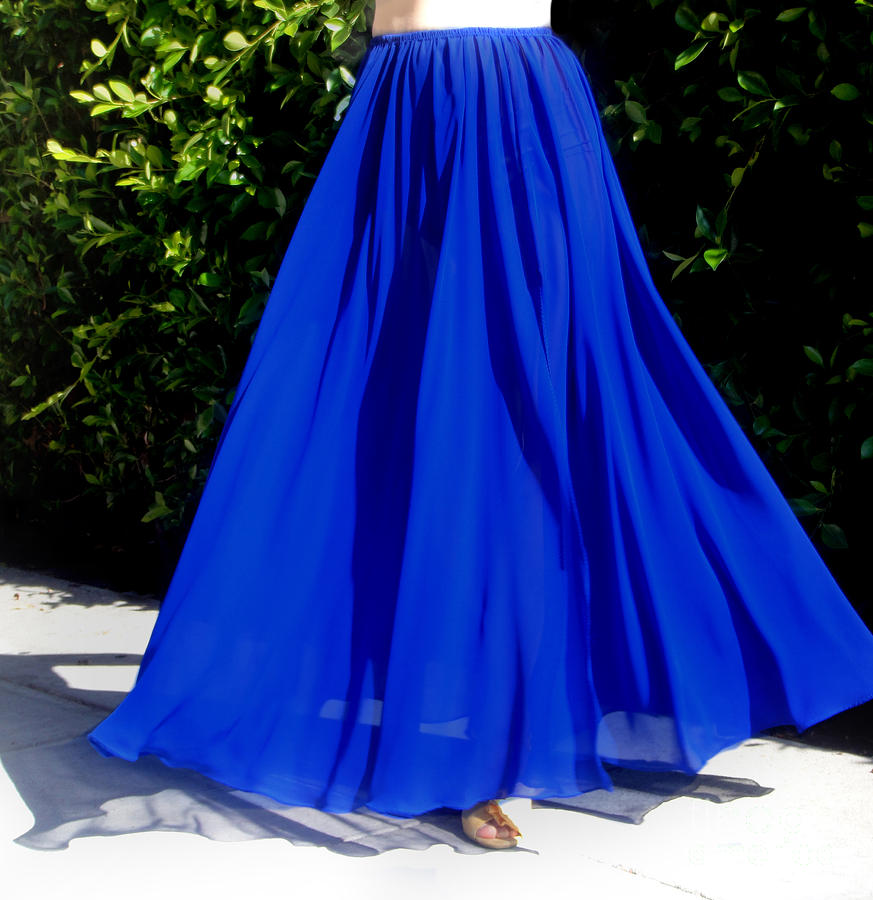 Blue Chiffon Maxi Skirt