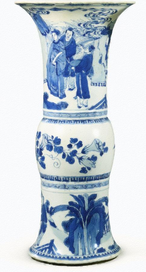 Blue  Chinese Chinoiserie Pottery Vase No 3 Painting by Celestial Images