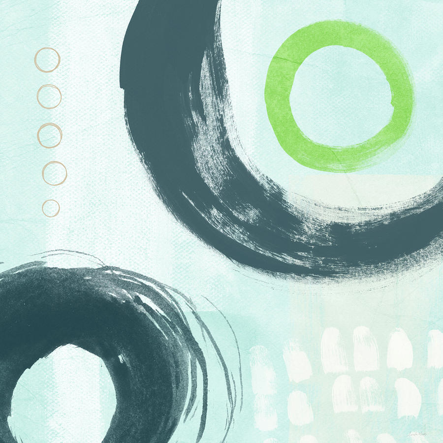 Abstract Painting - Blue Circles 3- Art by Linda Woods by Linda Woods