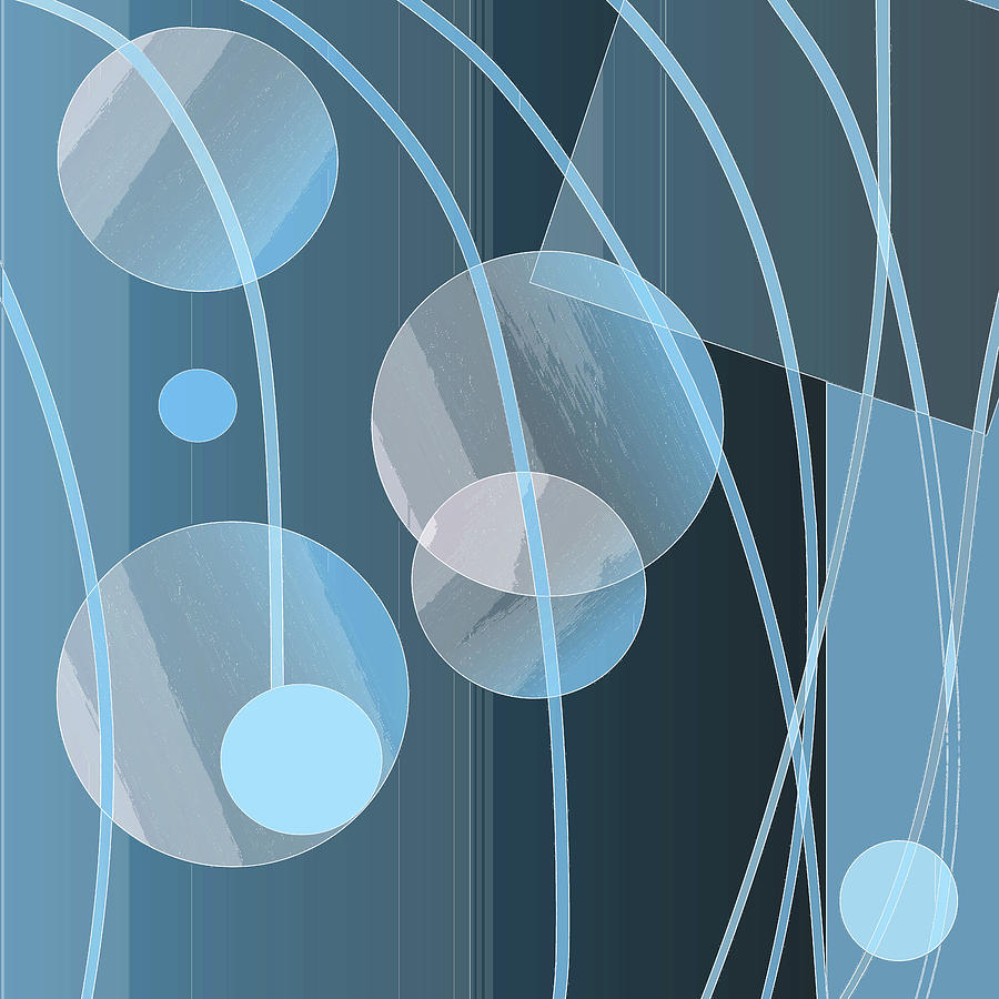 Blue Circles and LInes Digital Art by Mary Bedy