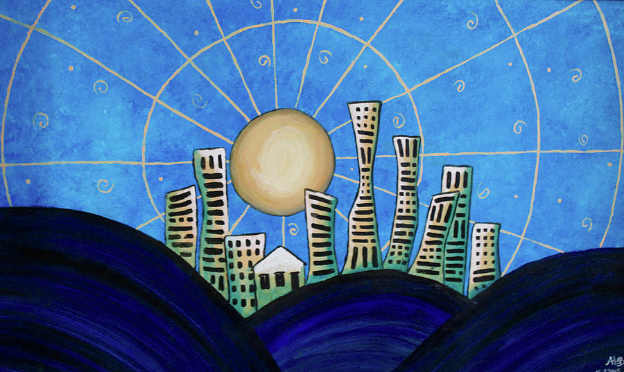 Blue City  Painting by April Burton