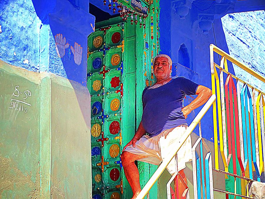 Blue City House Candid Hanging Out India Rajasthan 2a Photograph by Sue Jacobi