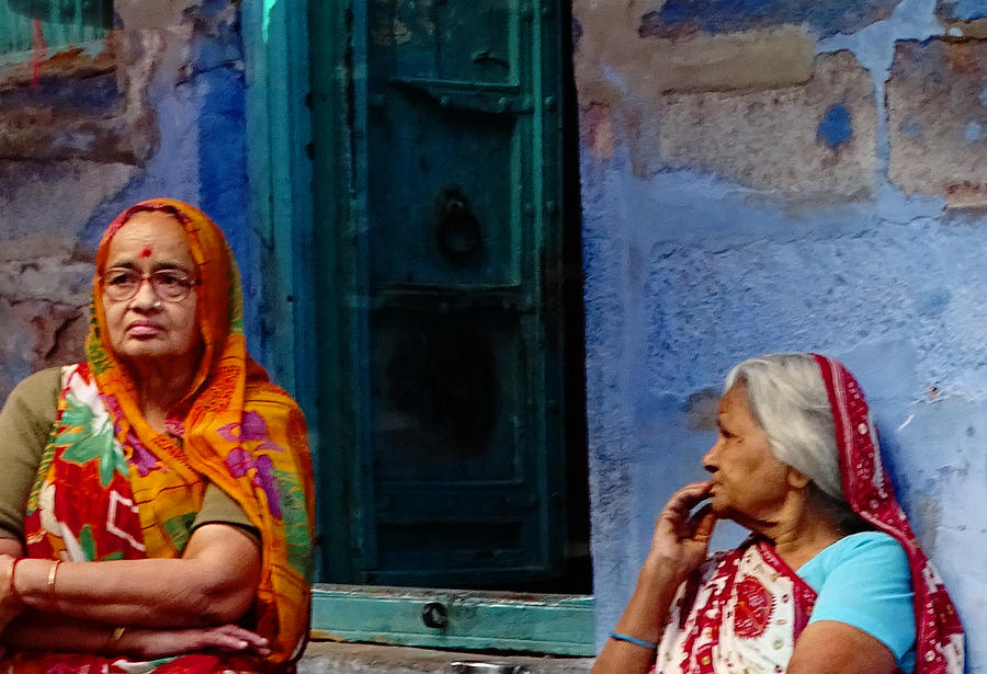 Blue City House Hanging Out India Rajasthan 1e Photograph by Sue Jacobi