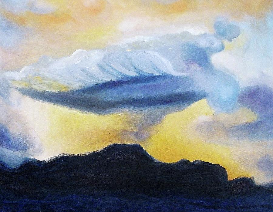 Blue Cloud Orange Sky Painting by Suzanne Marie Leclair