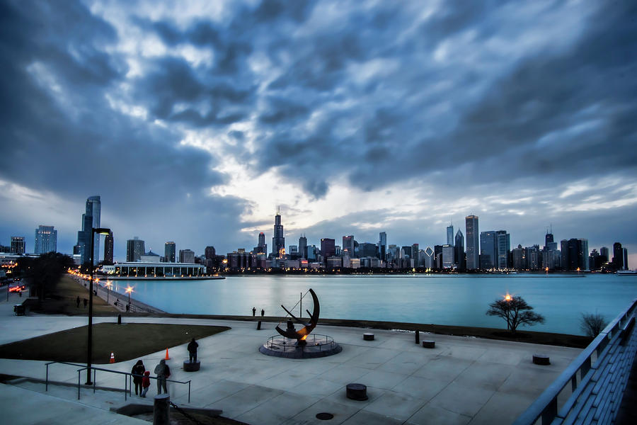 Blue clouds and Chicago Skyline Photograph by Sven Brogren