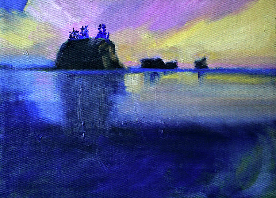 Blue Coast Painting by Nancy Merkle