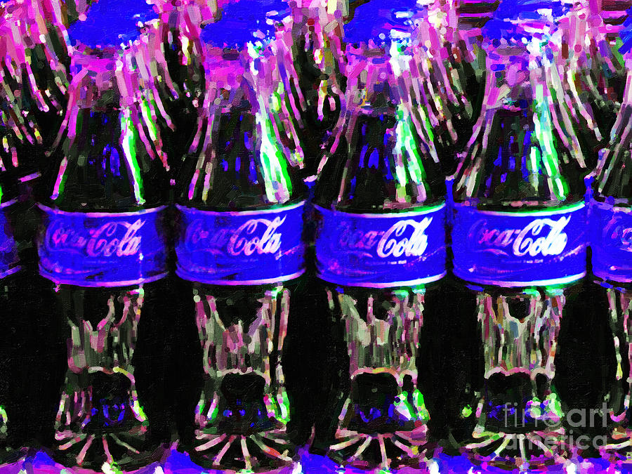 Bottle Photograph - Blue Coca Cola Coke Bottles by Wingsdomain Art and Photography