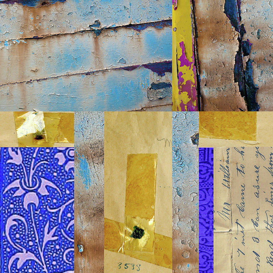 Blue Collage Mixed Media by Nancy Merkle