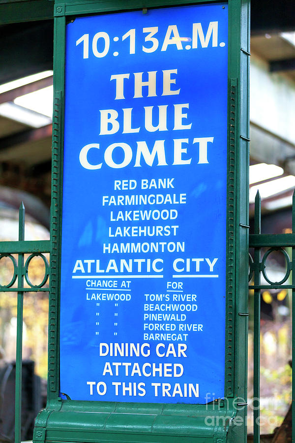 Blue Comet Sign Jersey City Photograph by John Rizzuto