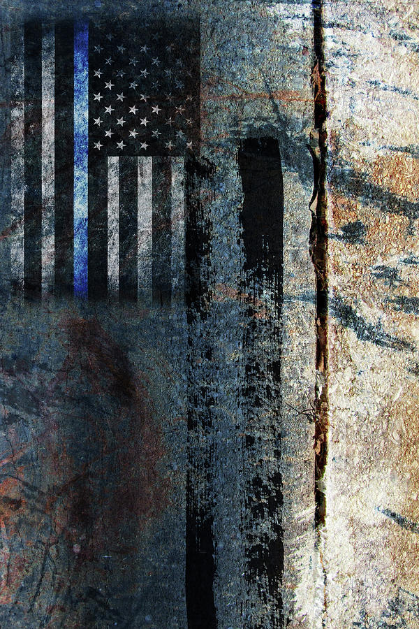 Blue Cop Trio Abstract #1 Digital Art by Anita Burgermeister