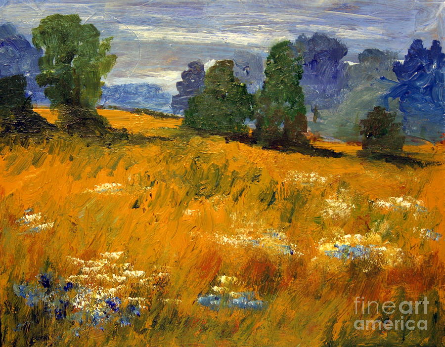 Blue Cornflowers on the Meadow Painting by Julie Lueders 