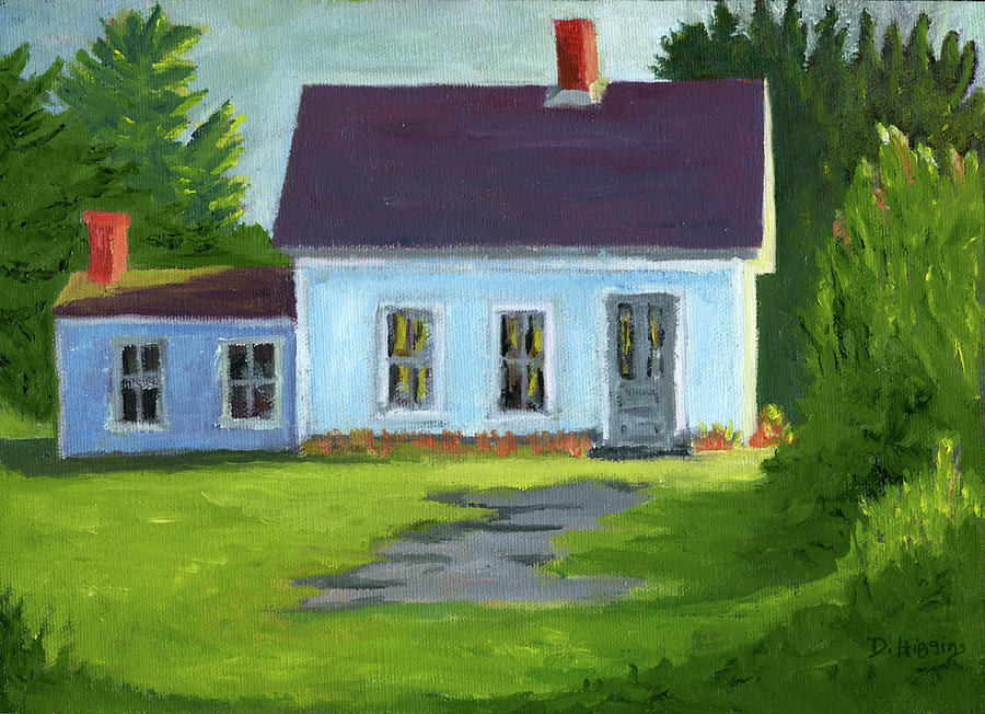 Blue Cottage Painting - Blue Cottage, Stonington Maine, Acrylic on Canvas by Dave Higgins