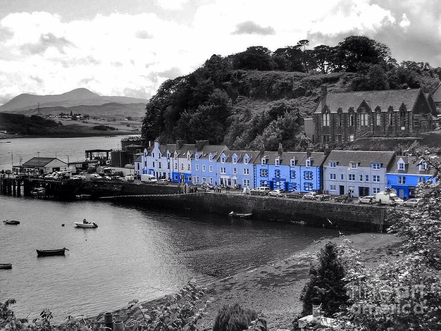 Blue Cottages at Portree Harbour 5 Photograph by Joan-Violet Stretch