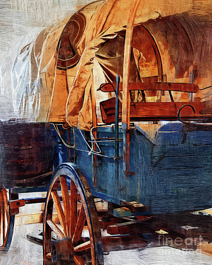 Blue Covered Wagon Digital Art by Kirt Tisdale