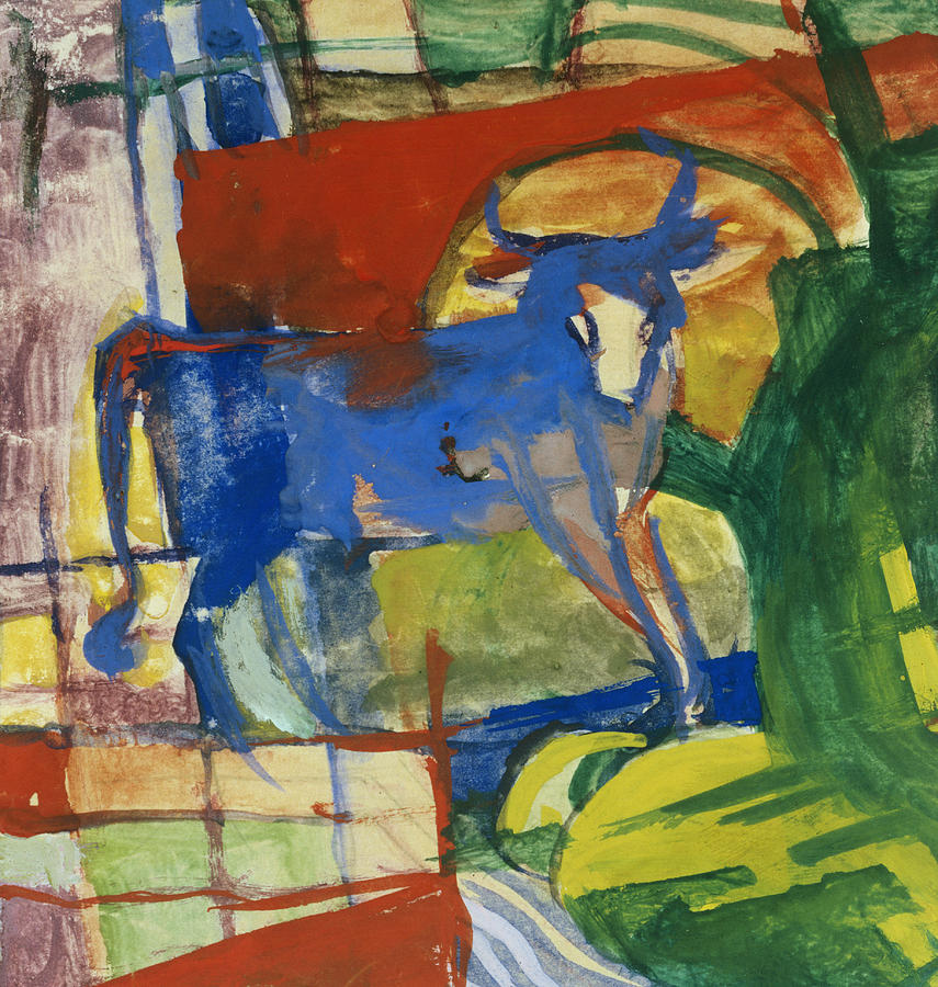 Blue Cow Painting by Franz Marc