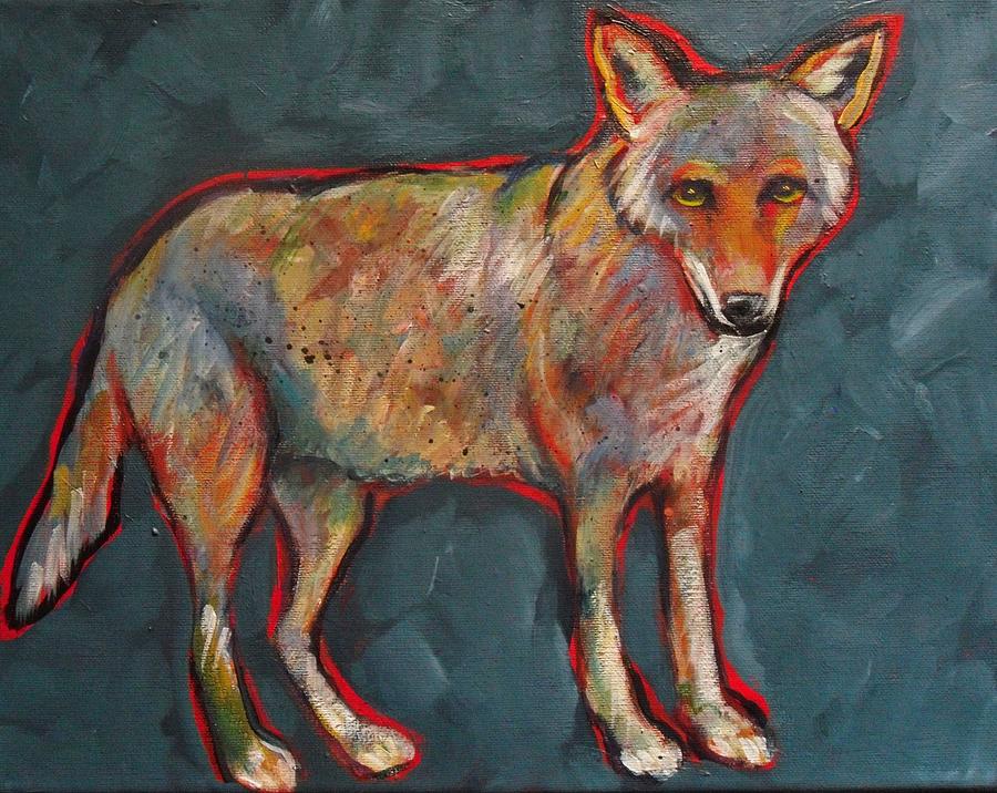 Blue Coyote Santa Fe Style Painting by Carol Suzanne Niebuhr