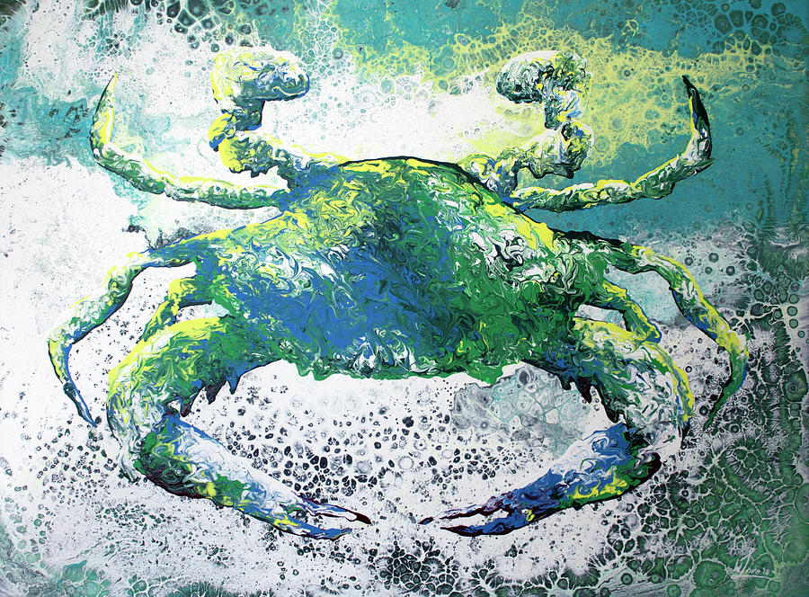Blue Crab Abstract Painting by William Love