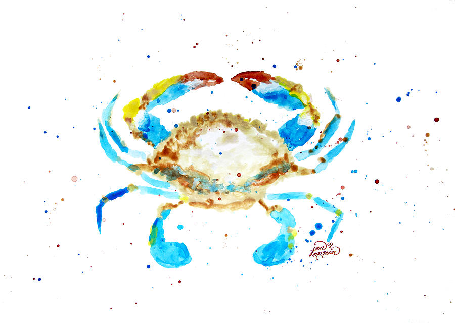 Beach Painting - Blue Crab by Jan Marvin by Jan Marvin