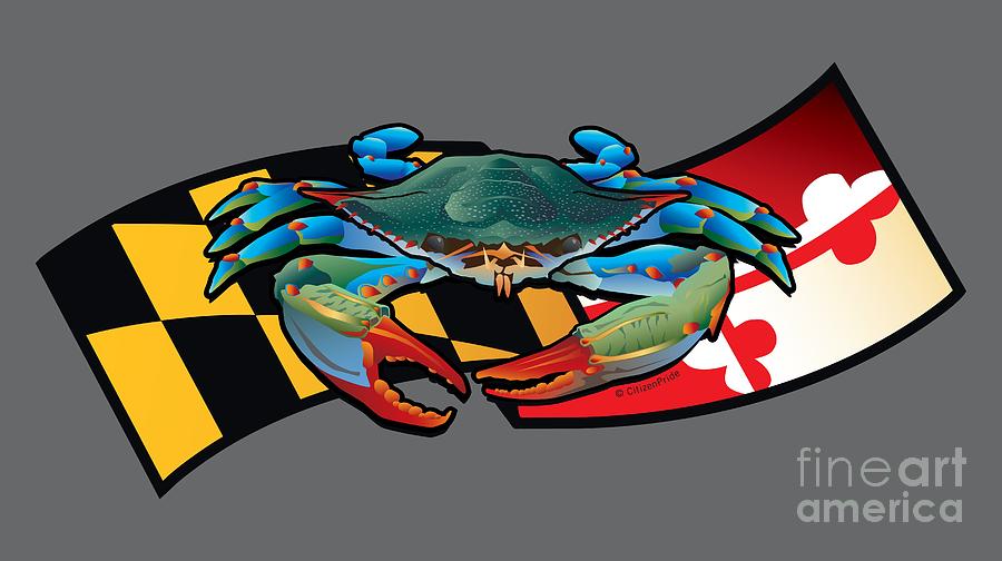 Blue Crab Maryland Banner Digital Art by Joe Barsin